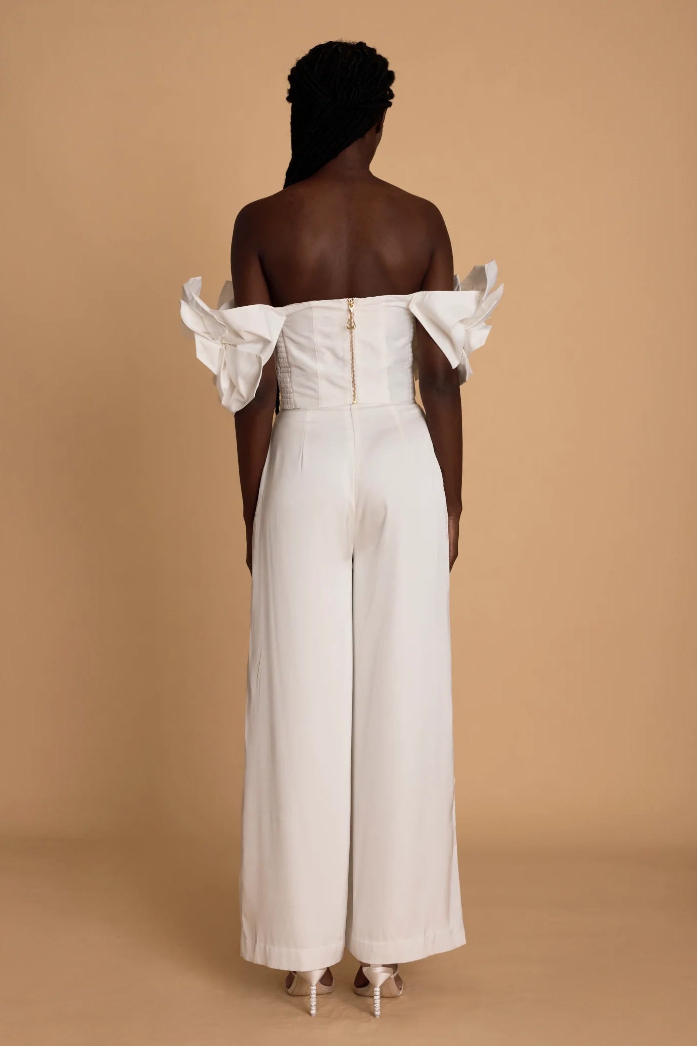 Aje Etta Tafetta white flower sleeveless Top hen party engagement party