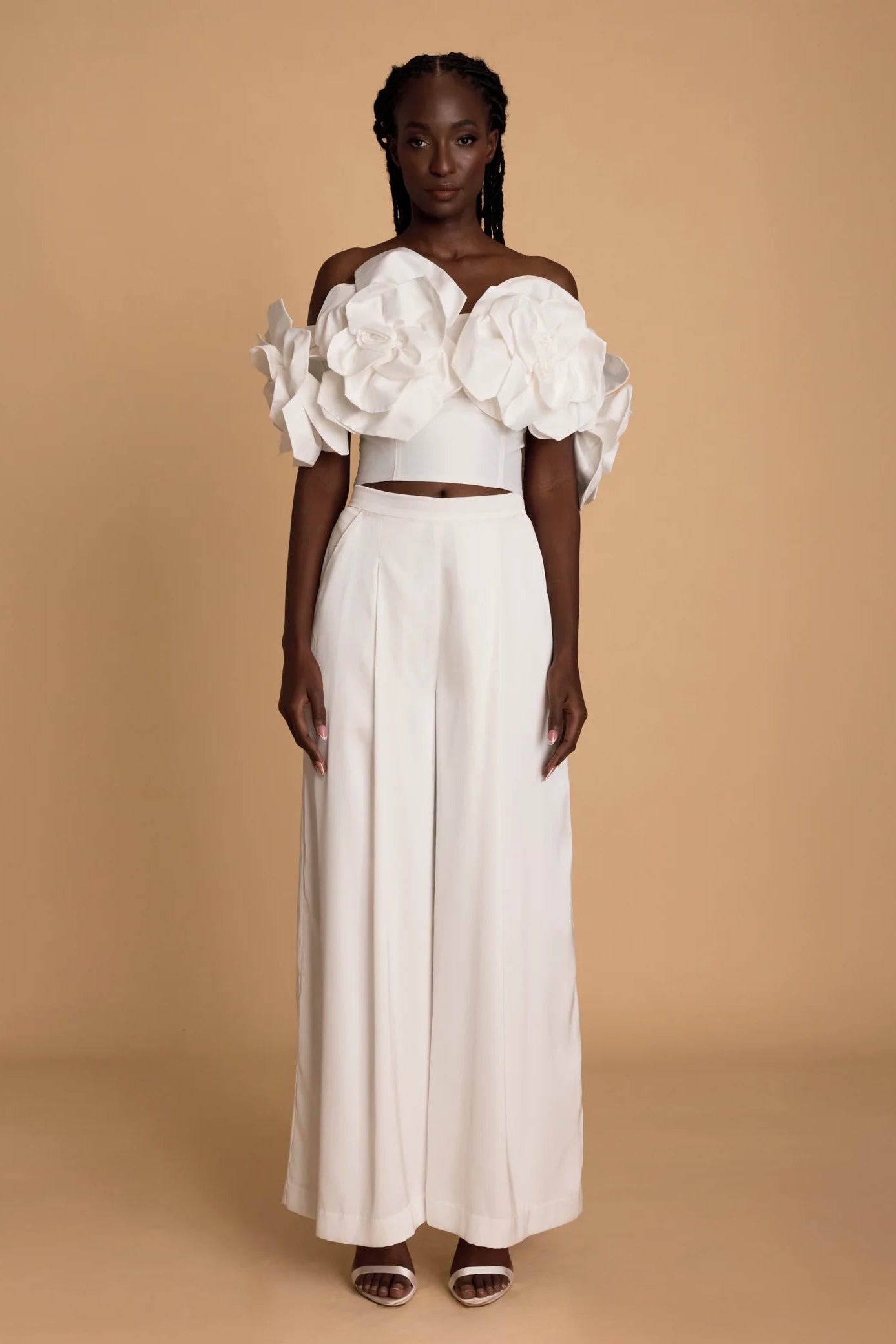 Aje Etta Tafetta white flower sleeveless Top hen party engagement party