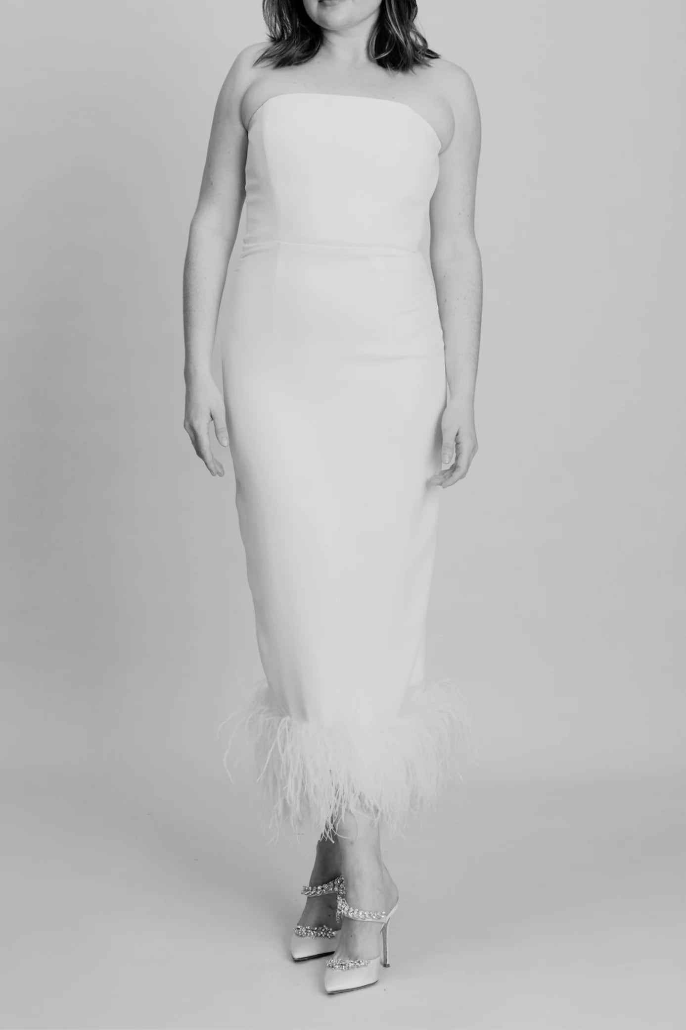 16Arlington Minelli Feather-Trim Midi Dress