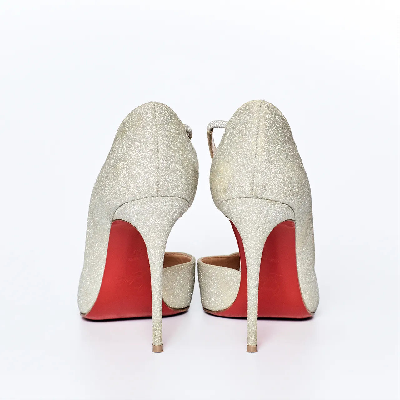 Christian Louboutin Silver Glitter Heels Engagement Hen Wedding Bride