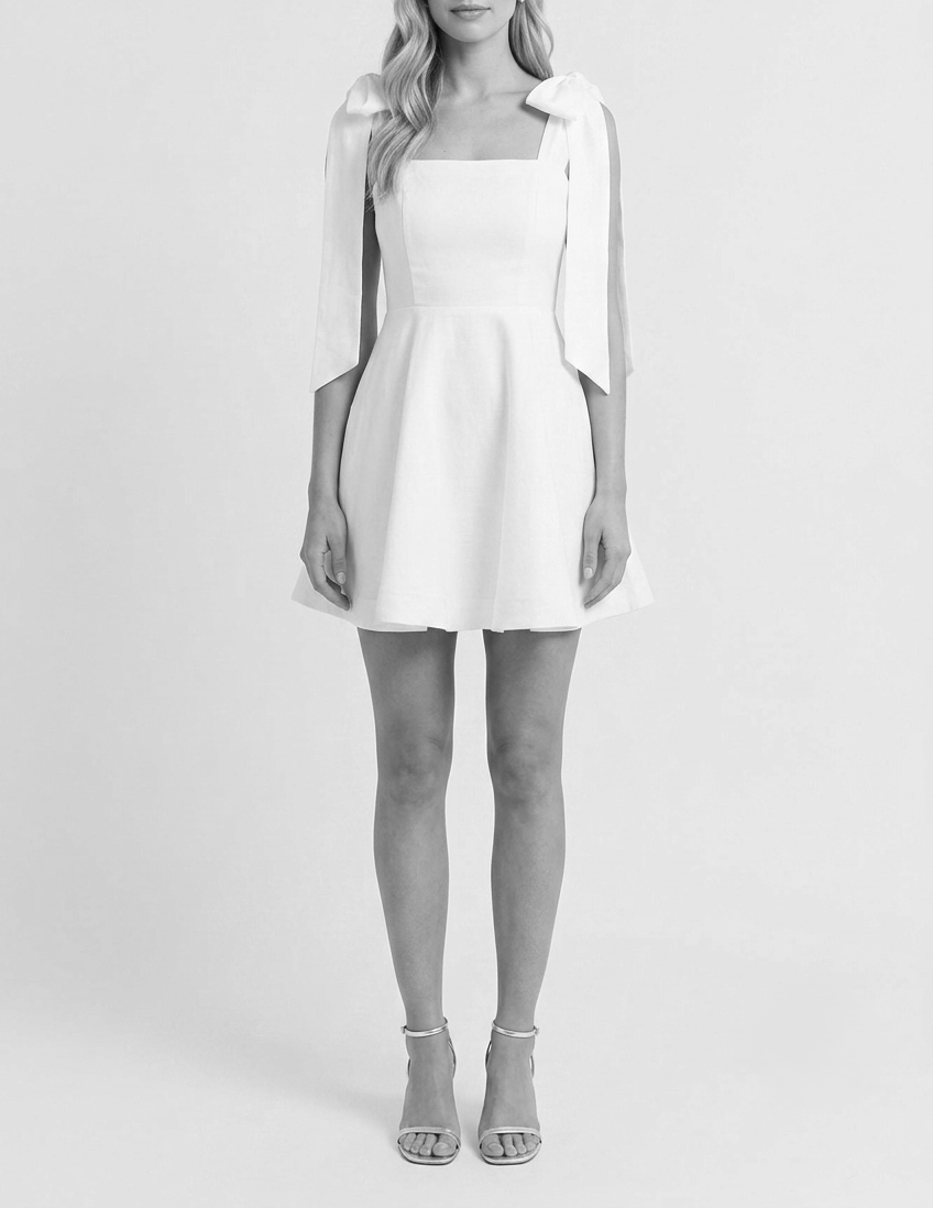 Diish Aisle Linen Bow Mini dress