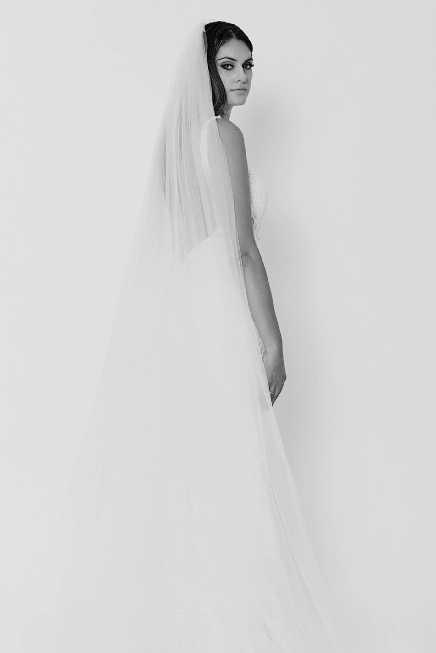 Ivory Plain Veil - Single Tier
