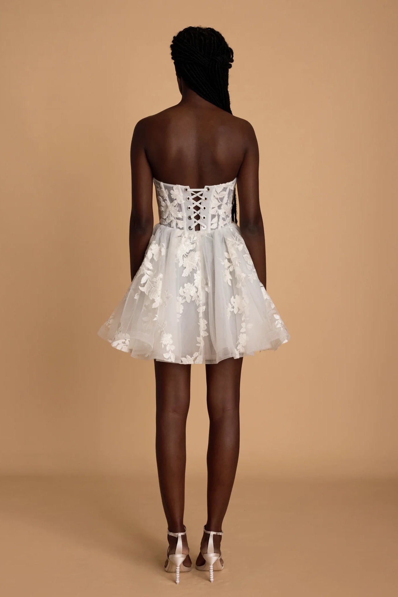 Rosie Etienne Mara white lace corset dress, hen party, second look dress