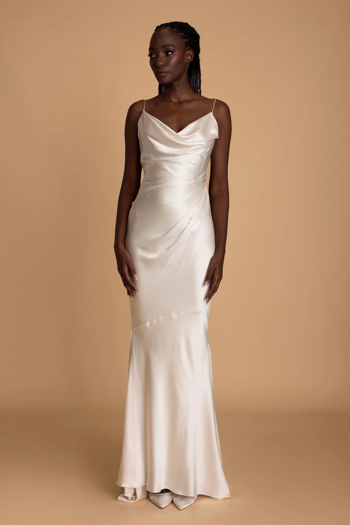 Katherine Tash Jane ivory Satin Silk Crepe sheath wedding dress boned corset