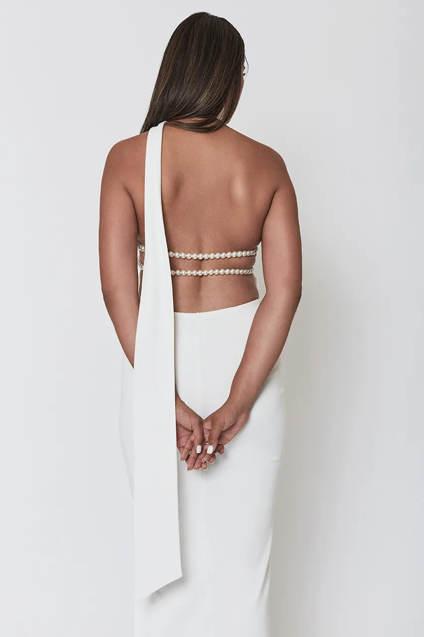 Khanums Kemily White Pearl Dress Hen Engagement Bride