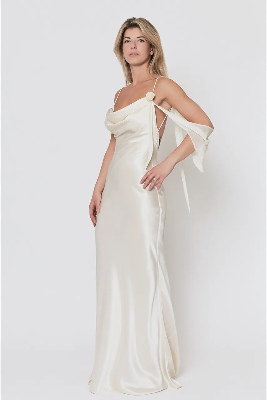 Rat & Boa Lorela Cream Maxi Dress Engagement Wedding Bride