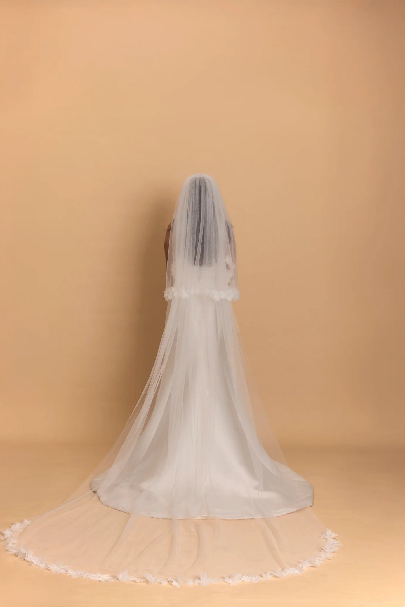 Made With Love Fay Veil  white Two Tier lined with floral appliqués