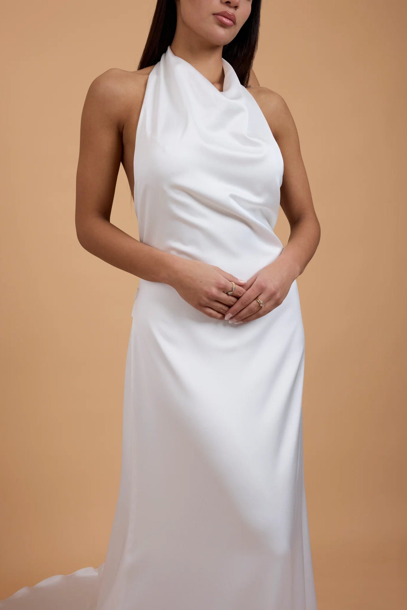 Made with love Harvey halter neck ivory satin wedding gown, backless, preloved wedding gown, second hand wedding gown, sample sale wedding gown