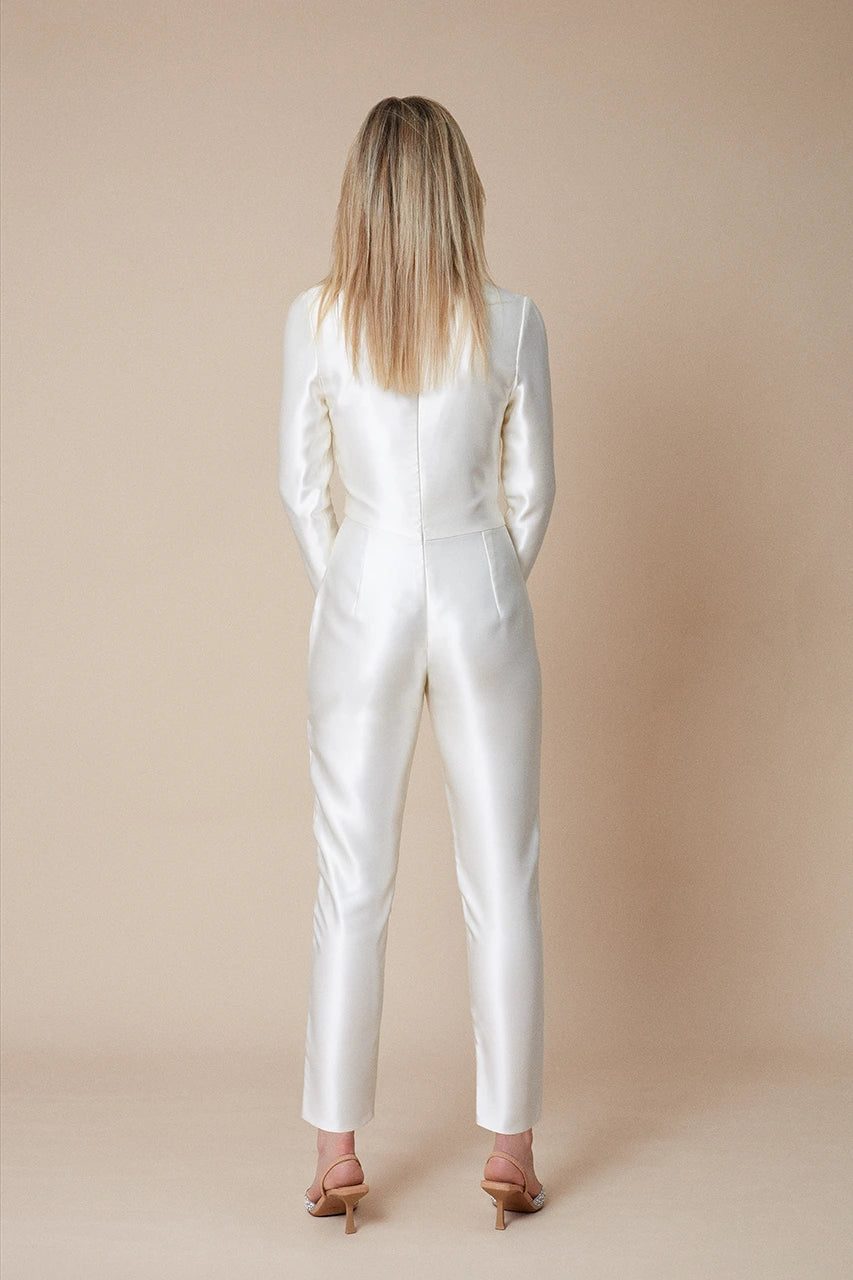 Maria Fekih Cecil Jumpsuit satin white wedding bridal