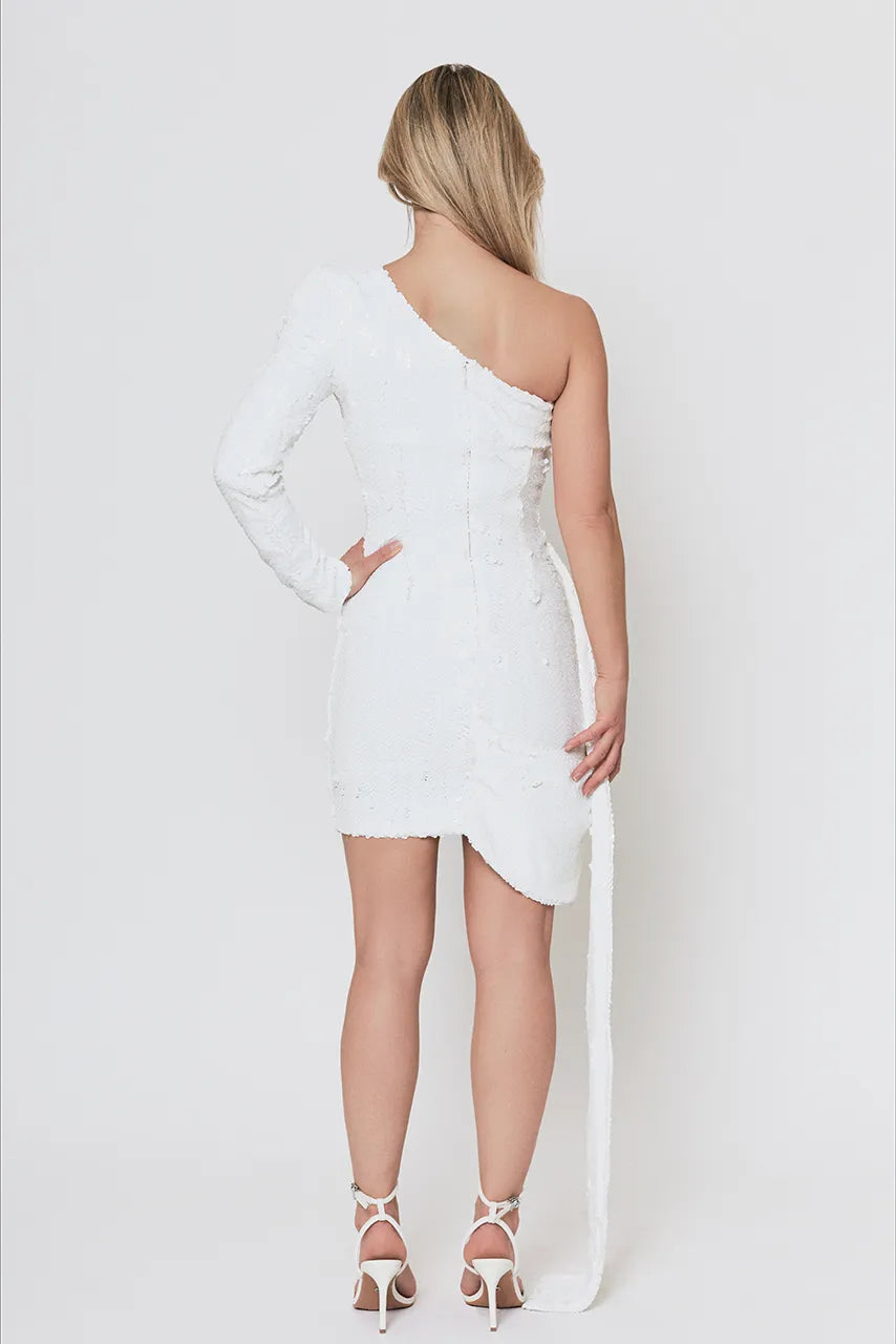 Nadine Merabi Celina White Sequin Dress Engagement Hen Wedding Bride