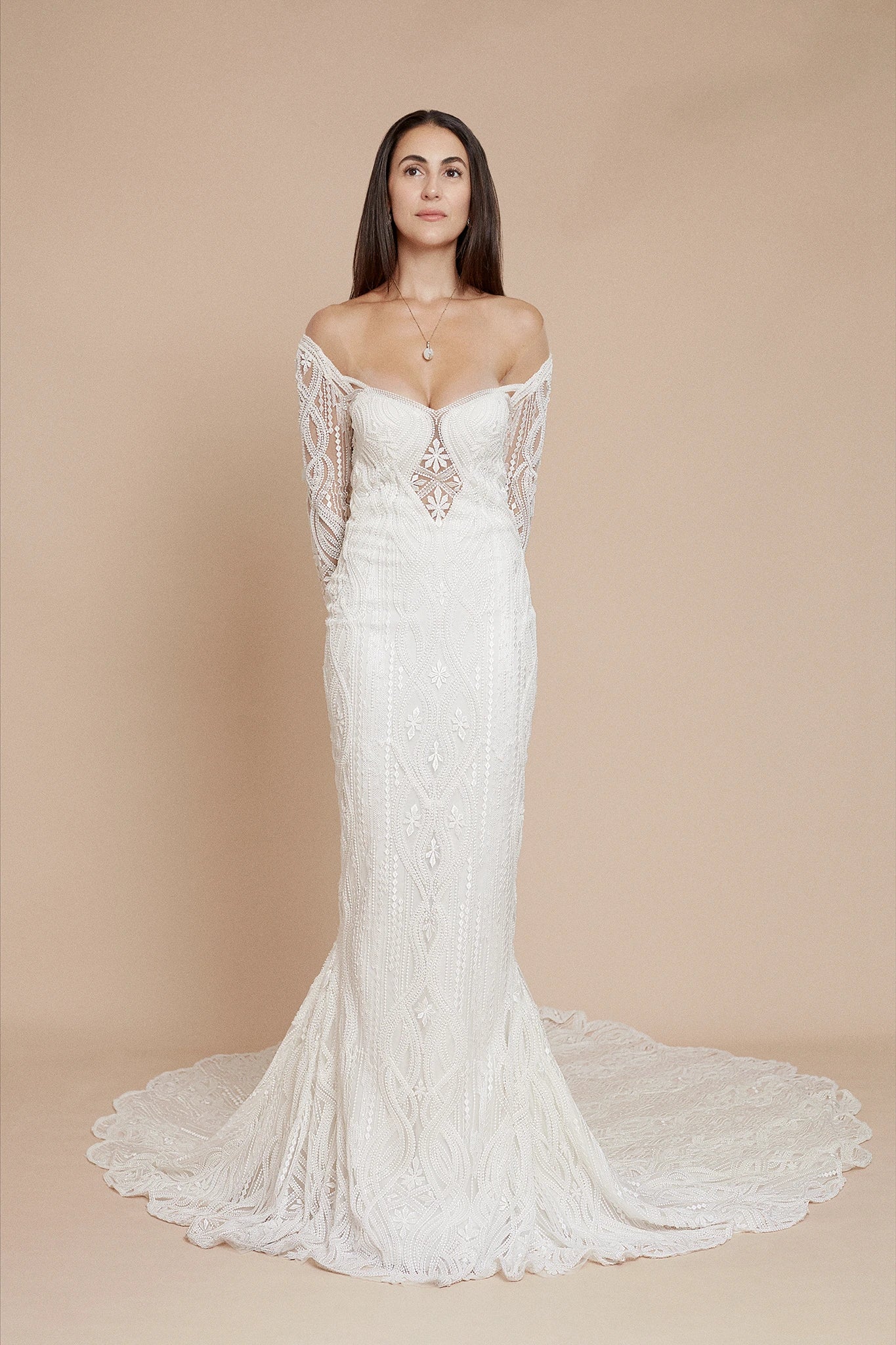 Pronovias Royal wedding gown beaded off the shoulder