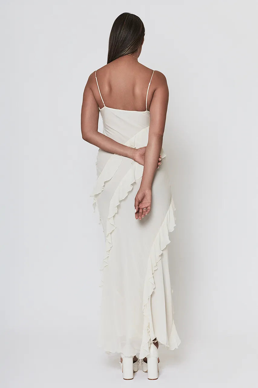 Rat & Boa Florencia Chiffon Maxi Cream Dress Hen Engagement Wedding Bride
