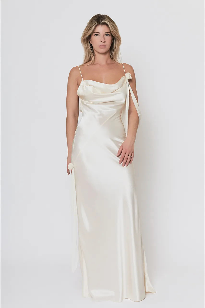 Rat & Boa Lorela Cream Maxi Dress Engagement Wedding Bride