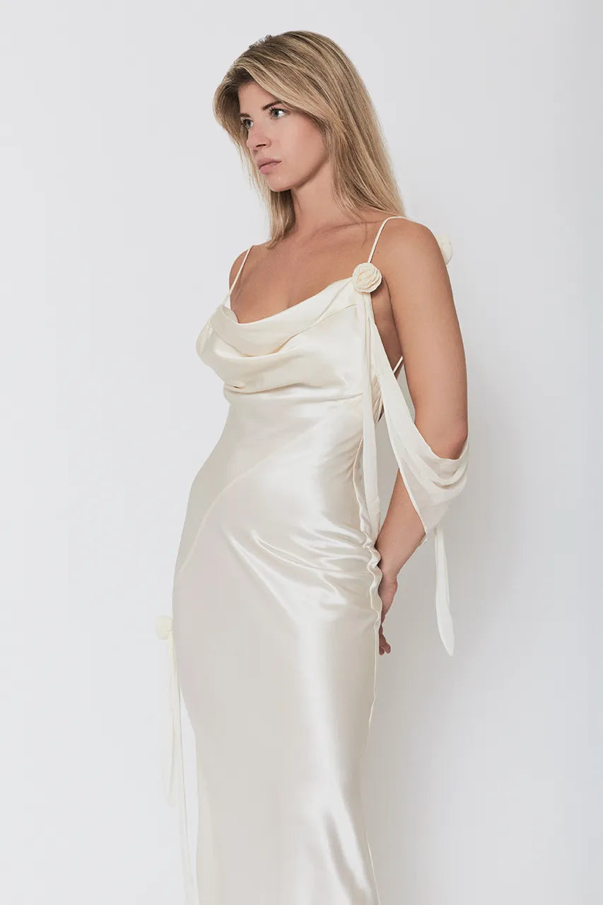 Rat & Boa Lorela Cream Maxi Dress Engagement Wedding Bride