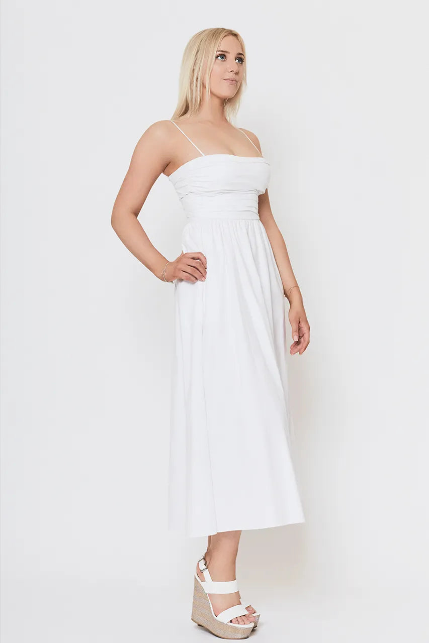 Reformation Kastoria White Long Dress Engagement Hen Wedding Honeymoon Bride