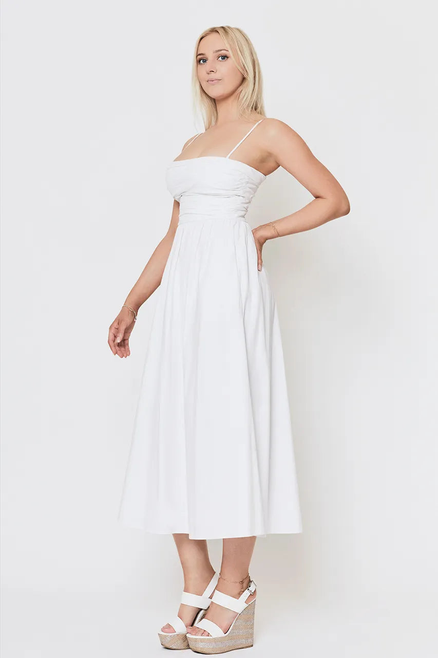 Reformation Kastoria White Long Dress Engagement Hen Wedding Honeymoon Bride