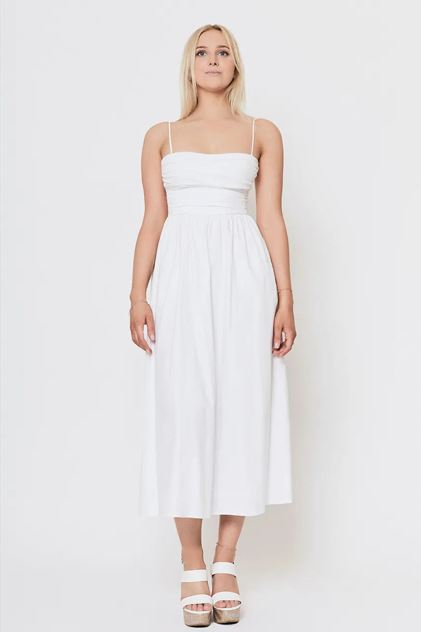 Reformation Kastoria White Long Dress Engagement Hen Wedding Honeymoon Bride