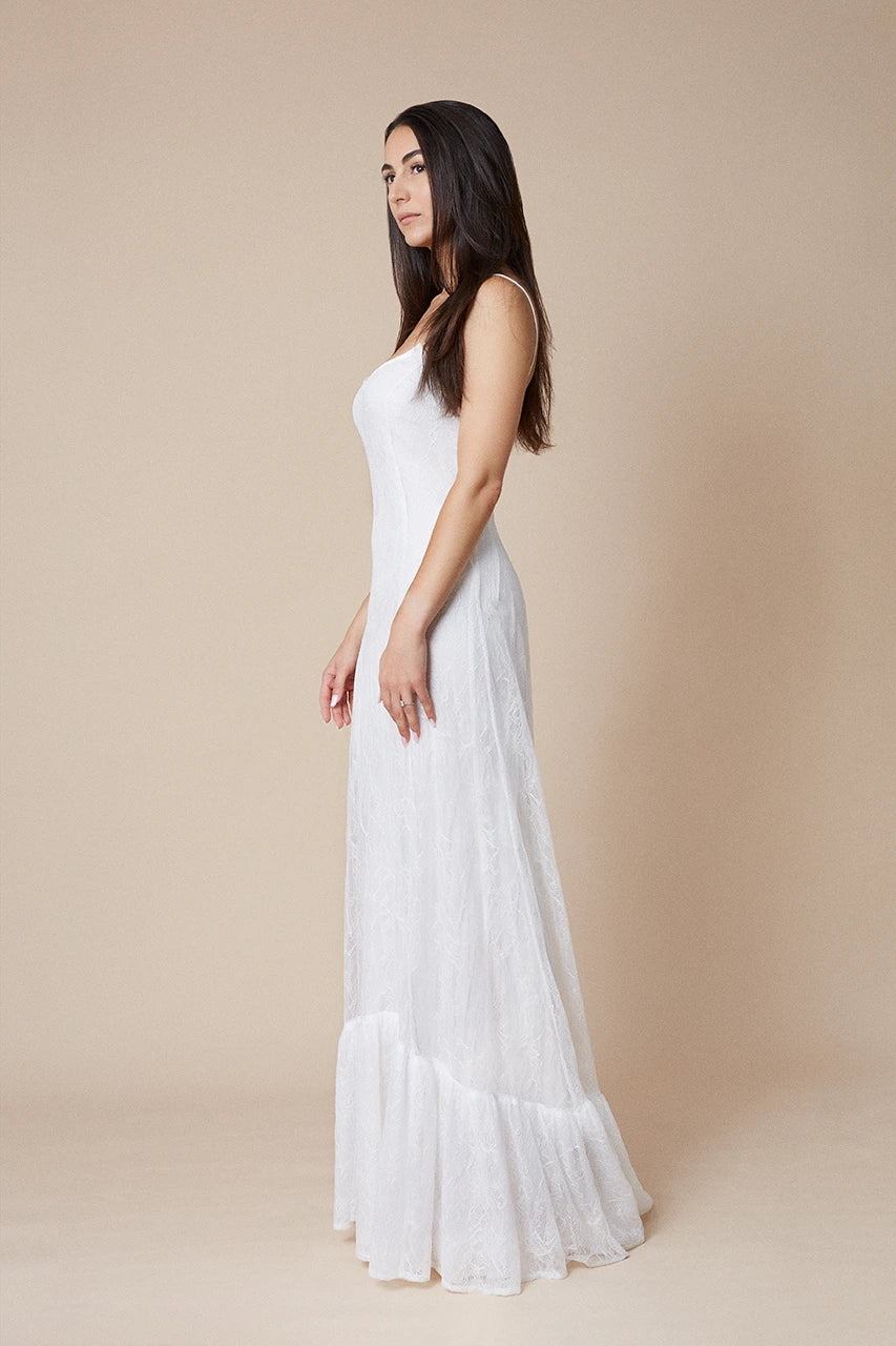 Reformation Shae Maxi White Lace dress wedding bridal honeymoon