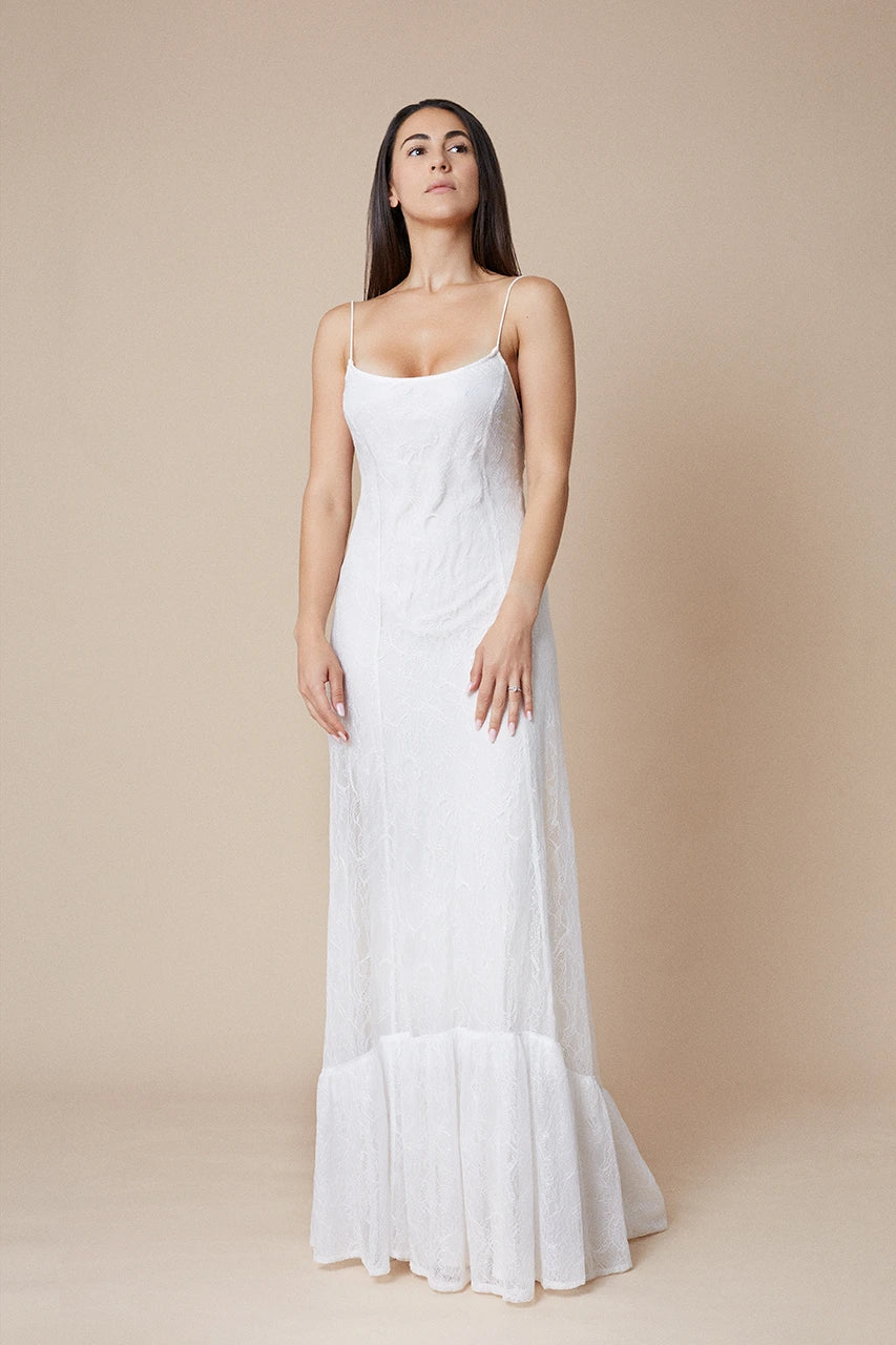 Reformation Shae Maxi White Lace dress wedding bridal honeymoon