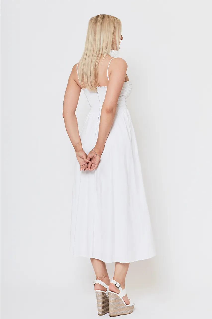 Reformation Kastoria White Long Dress Engagement Hen Wedding Honeymoon Bride