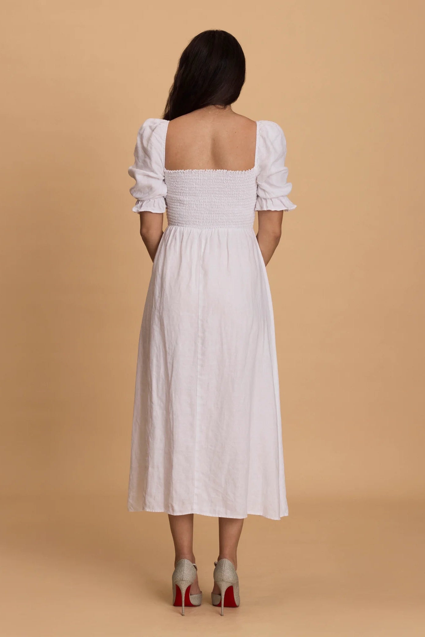 Reformation hyland white linen dress, honeymoon, wedding brunch, bridal