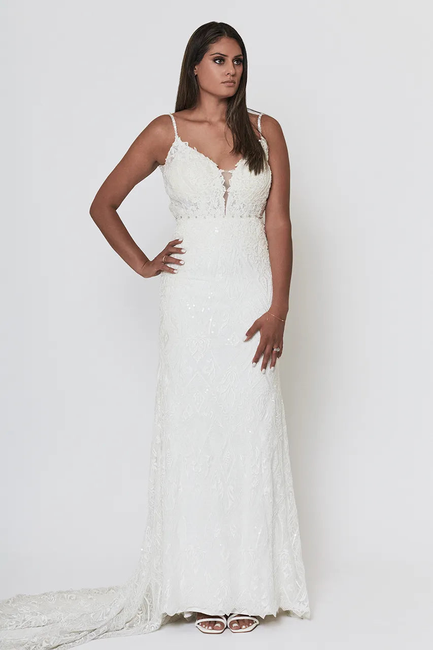 Rosa Clara Lace Wedding Gown White Beaded Bride