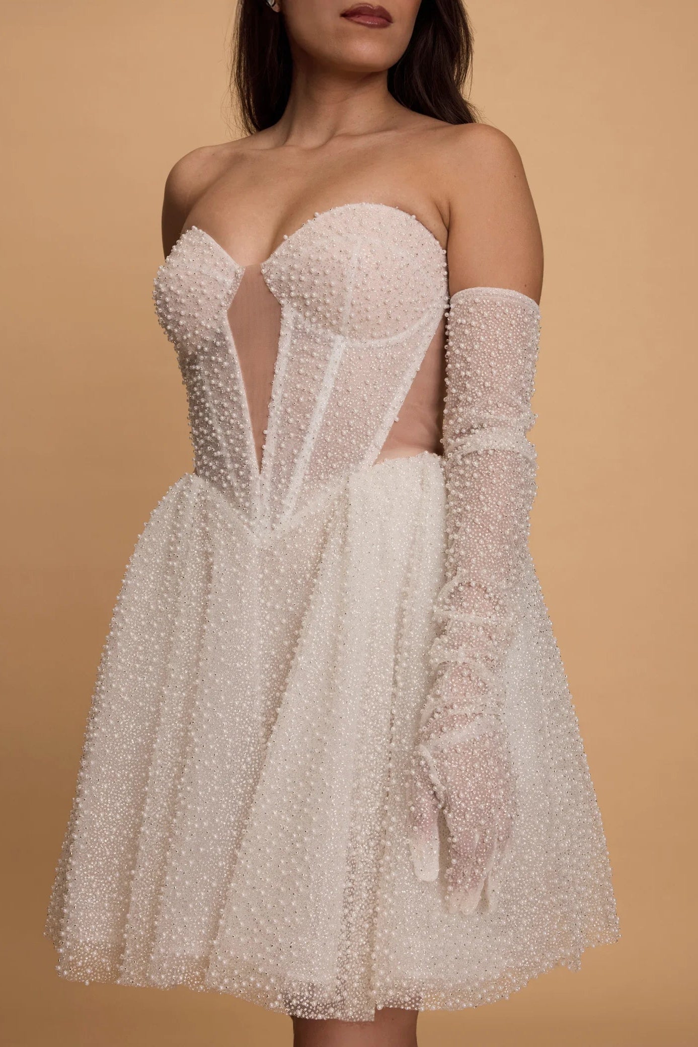 Rosie Etienne Faith Dress, white beaded, corset off shoulder dress with detachable sleeves, hen party dress, engagement party dress, second look dress, bridal