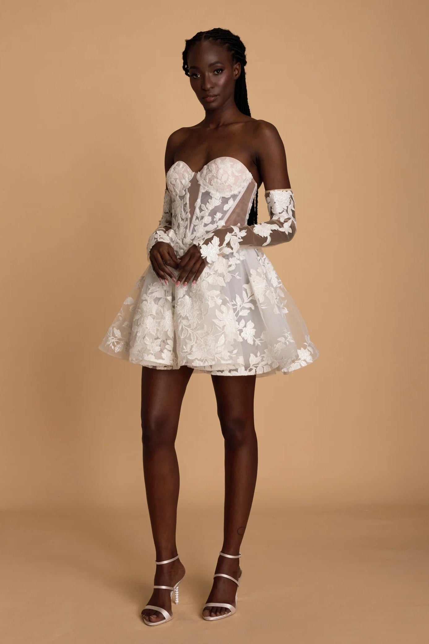 Rosie Etienne Mara white lace corset dress, hen party, second look dress