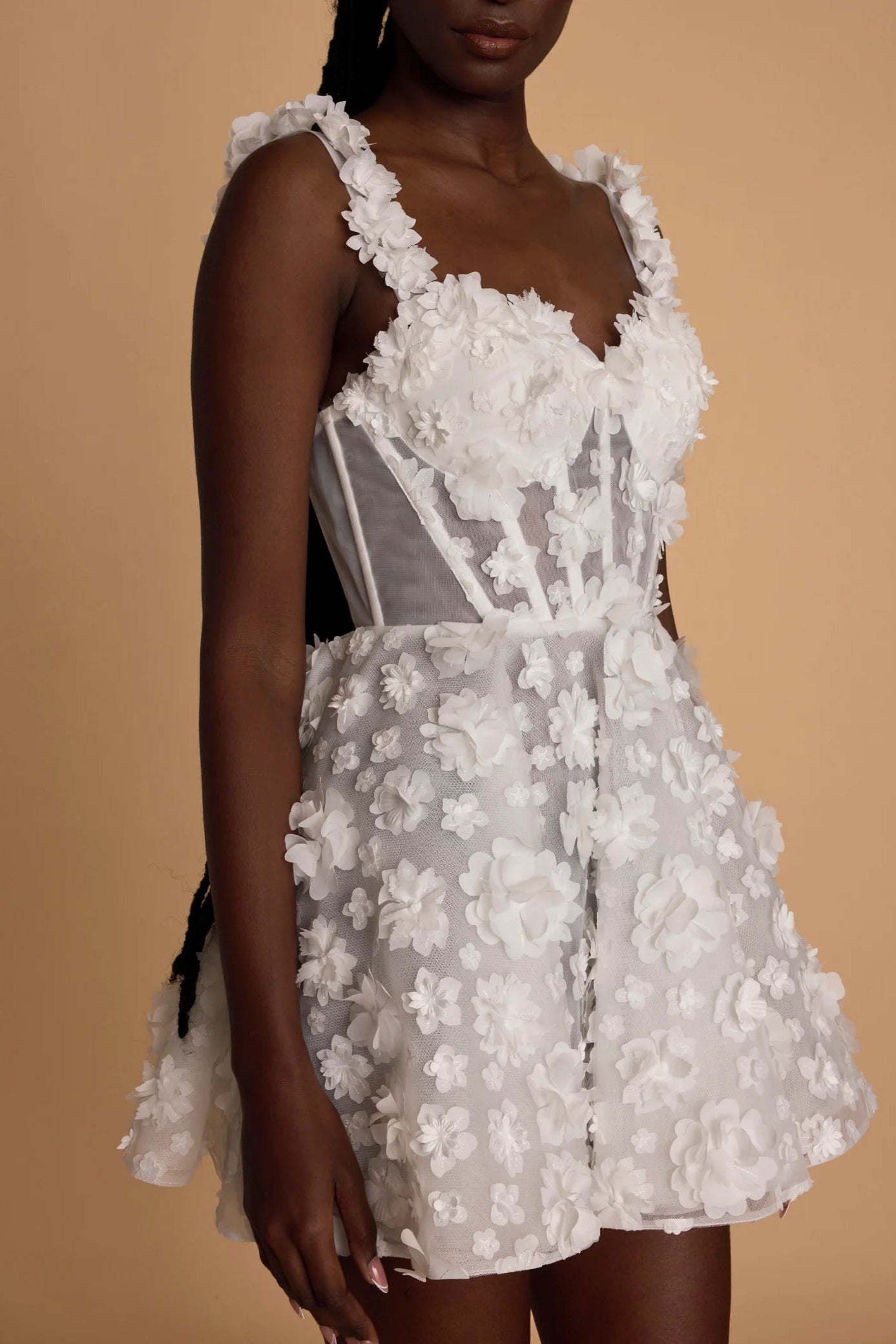 Rosie etienne primrose white floral corset mini dress second look dress hen party dress