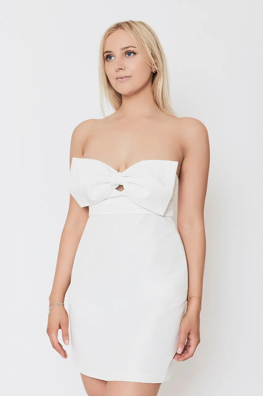 Self Portrait Mini White Bow Dress Engagement Hen Wedding Bride