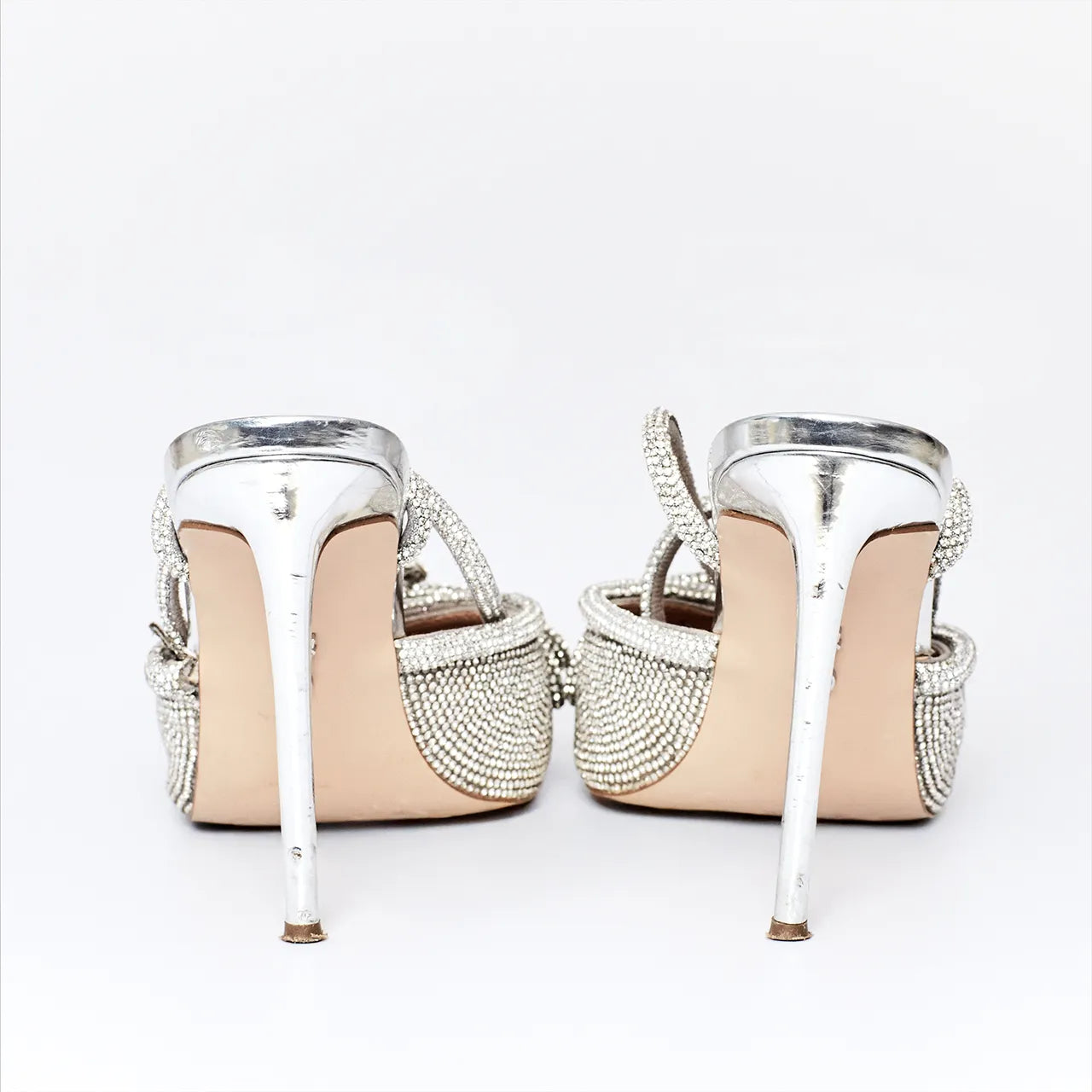 Steve Madden Silver Rhinestone Pointed Bow Heels Engagement Hen Wedding Bride