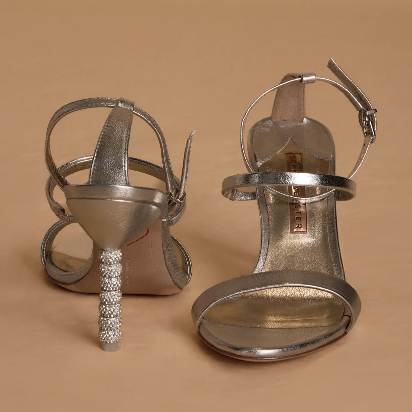 Sofia Webster Rosalind Crystal Mid silver sandal heels hen party heels bridal wifey for lifey