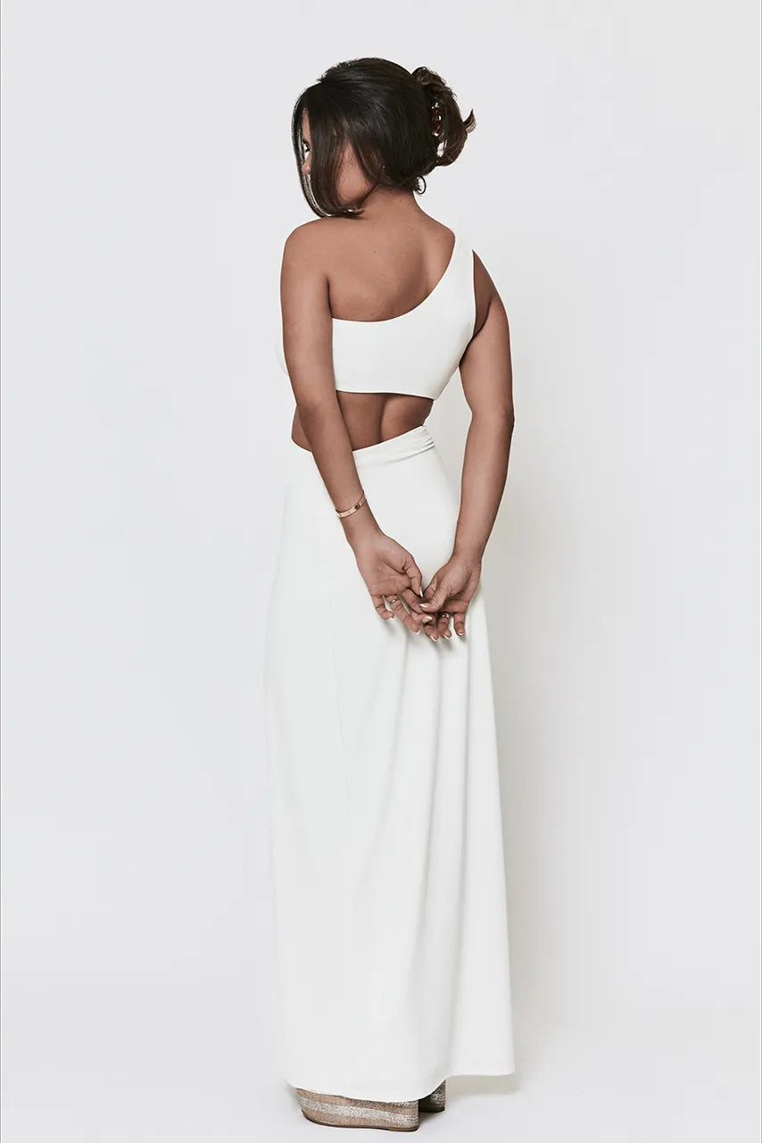 Meshki Solana One Shoulder WhiteMaxi Dress Engagement Hen Wedding Honeymoon Bride