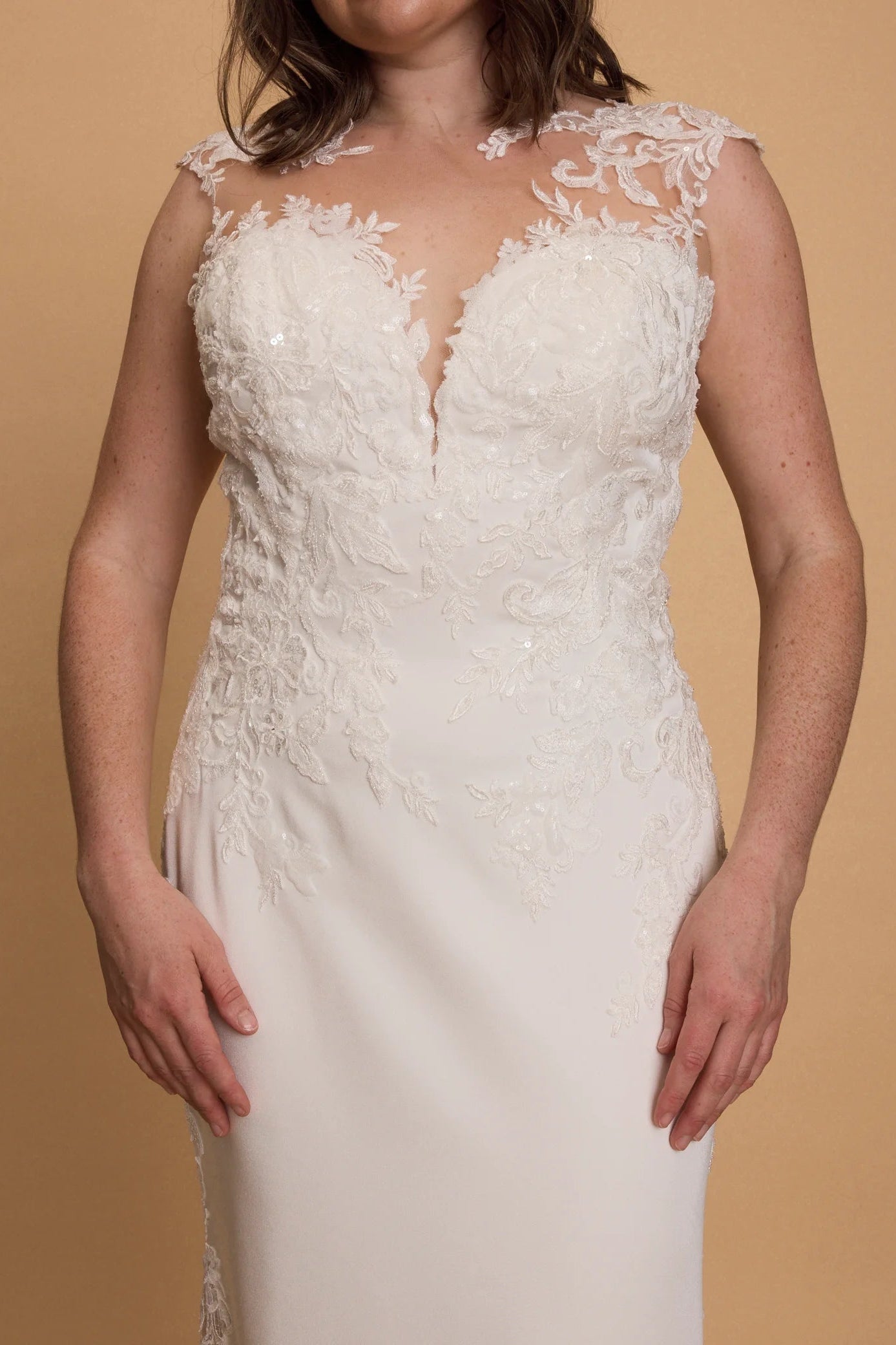 Sophia Tolli Capri white floral lace wedding gown