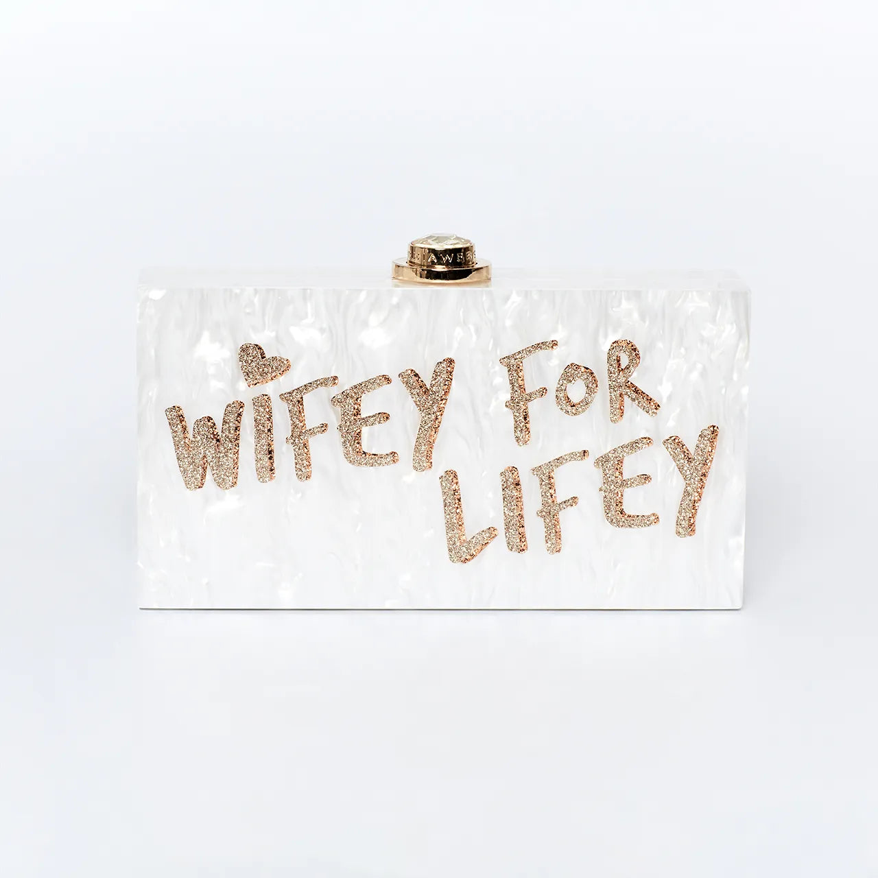 Sophia Webster Wifey for Lifey White Pearl Clutch Bag Engagement Hen Wedding Honeymoon Bride