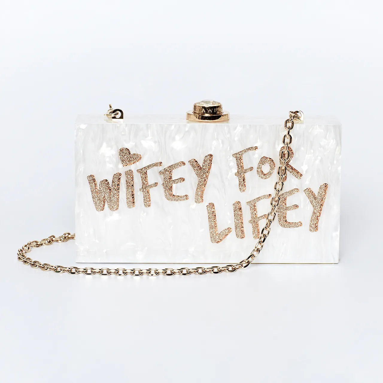 Sophia Webster Wifey for Lifey White Pearl Clutch Bag Engagement Hen Wedding Honeymoon Bride