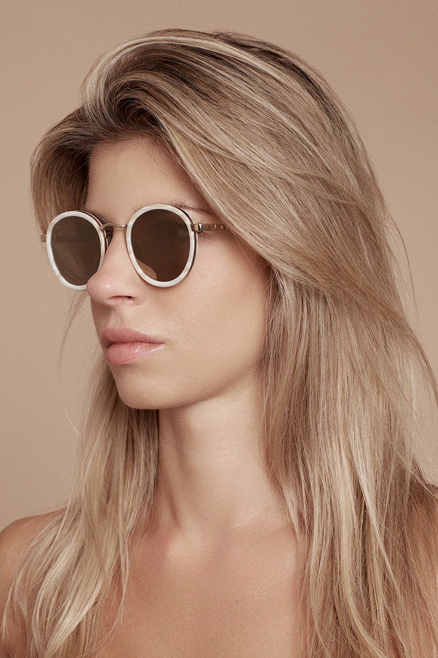 Taylor Morris Zero Sunglasses gold frame Ivory wedding bridal