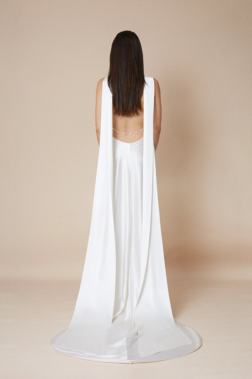 The Own Studio style 116 white wedding gown with pearls bridal