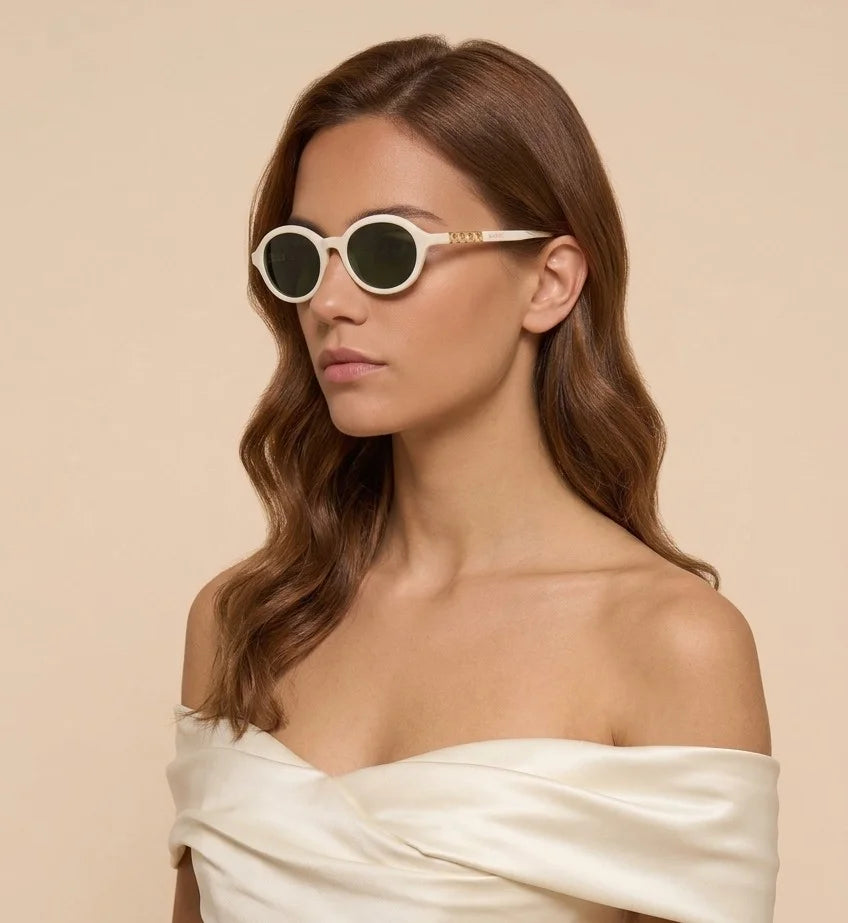 gucci white ivory rounded sunglasses