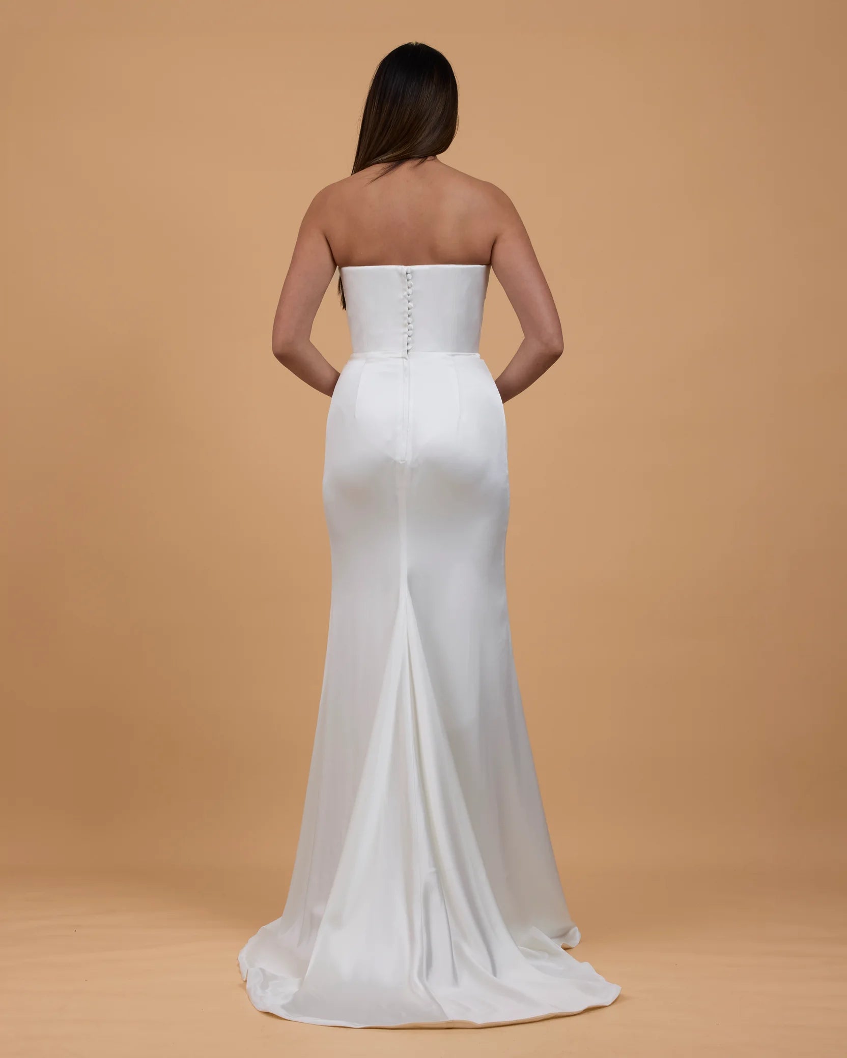 kyha salacea wedding gown, ivory satin, corset, pre-loved wedding gown, second-hand wedding gown, sample sale wedding gown