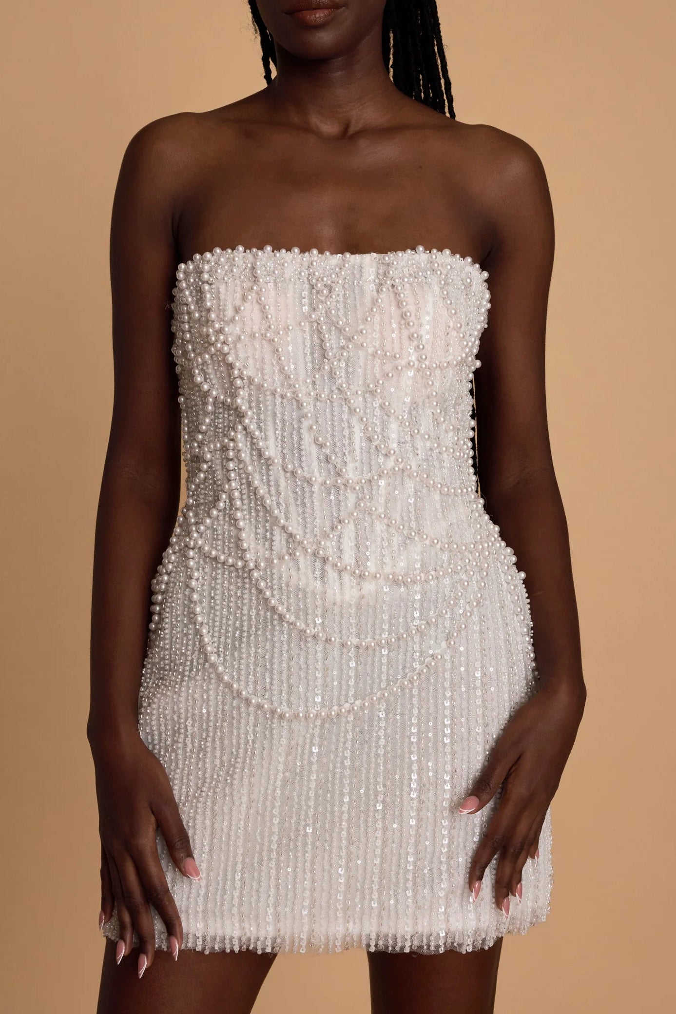 rosie etienne lustre strapless pearl corset mini dress second look dress hen party