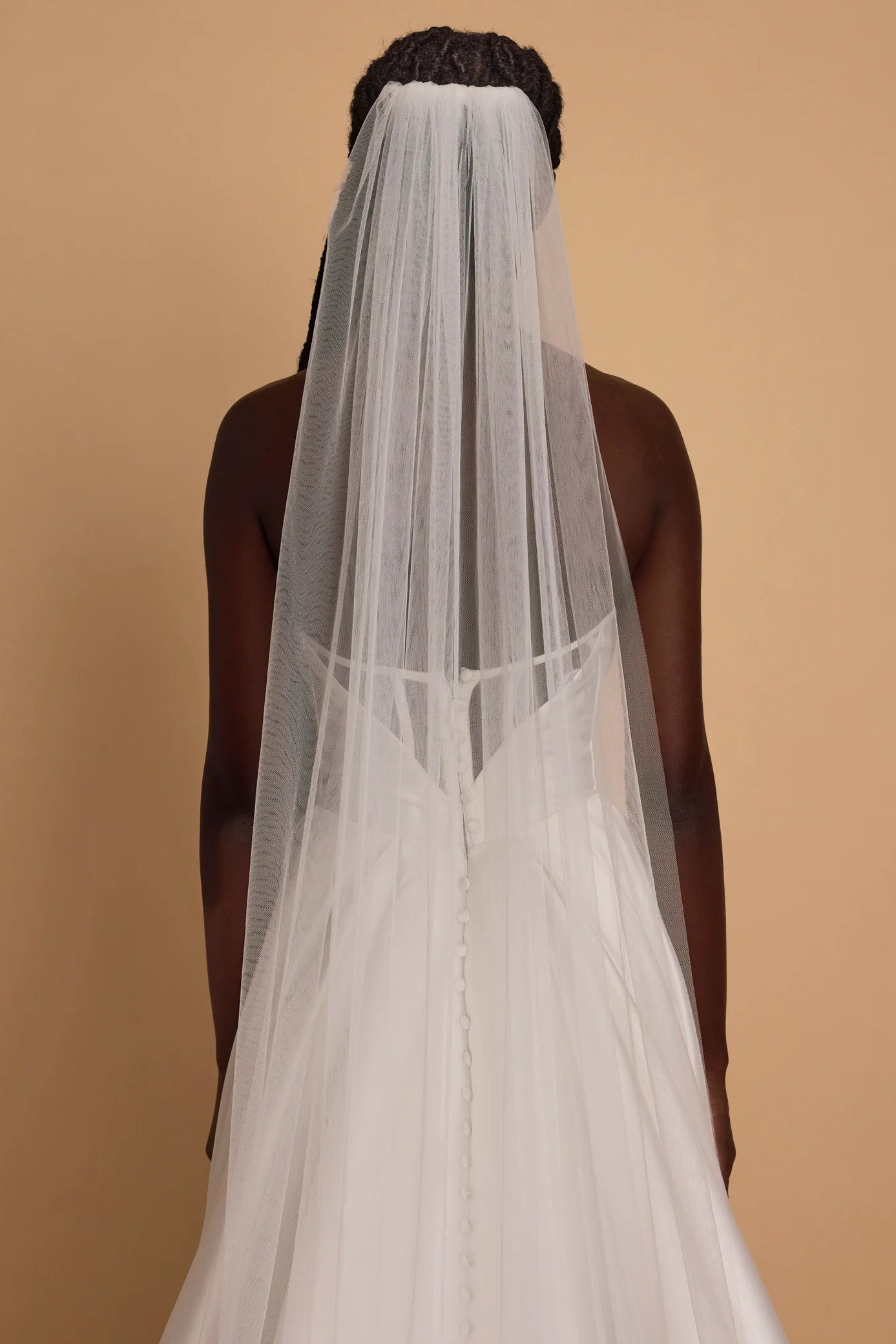 white cathedral tulle veil single tier