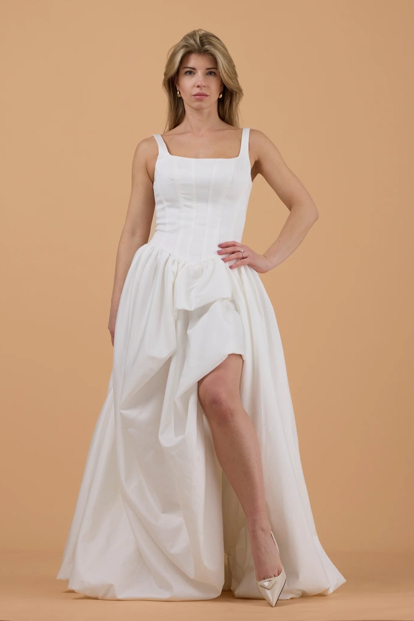Aje Alani bubble white dress baque waist