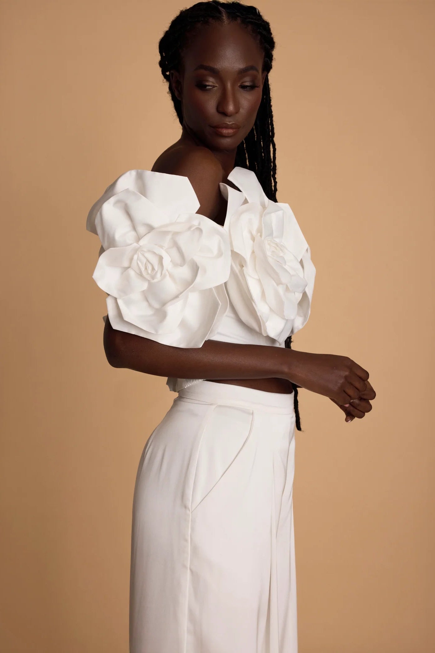  Aje Etta Tafetta white flower sleeveless Top hen party engagement party 