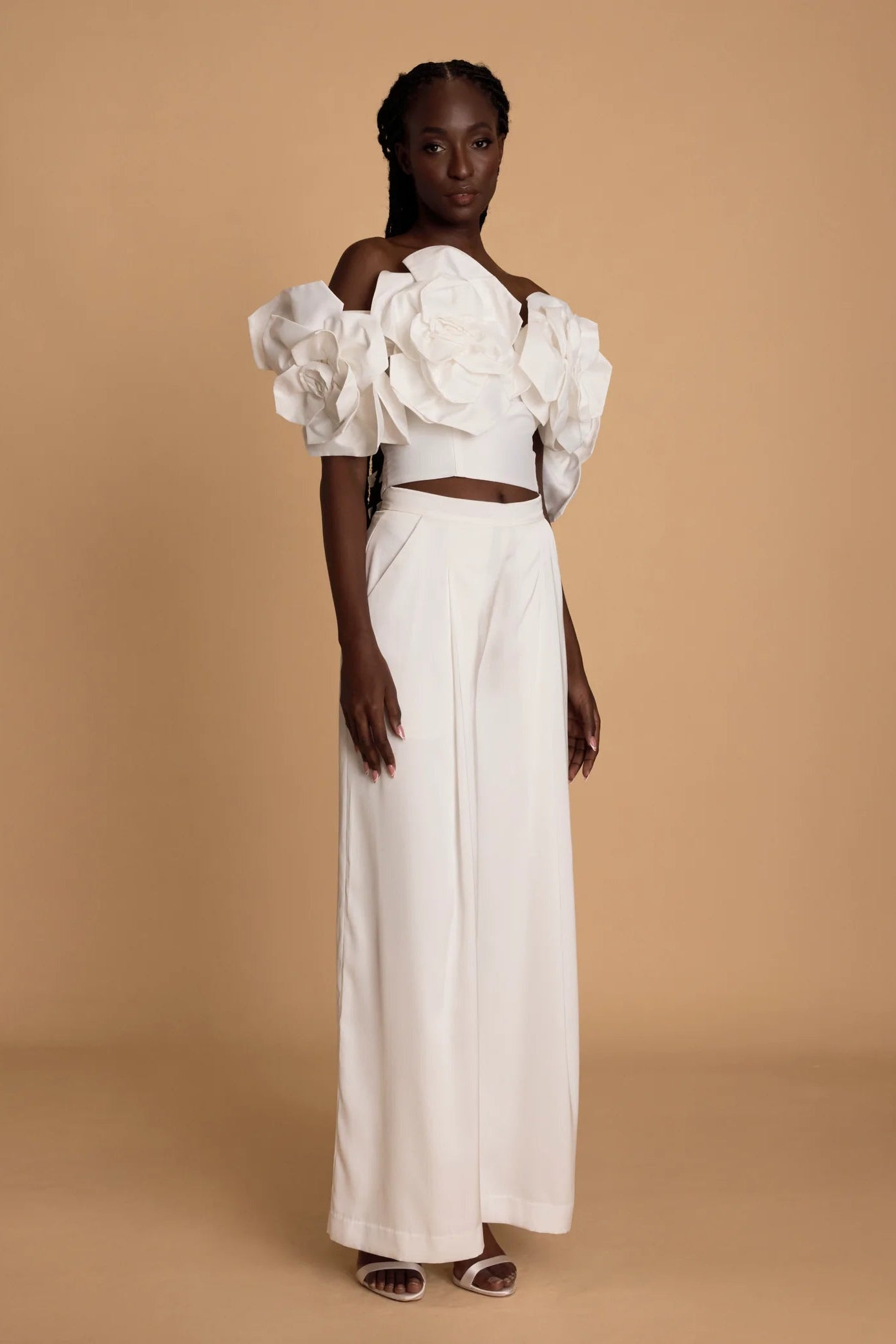  Aje Etta Tafetta white flower sleeveless Top hen party engagement party 