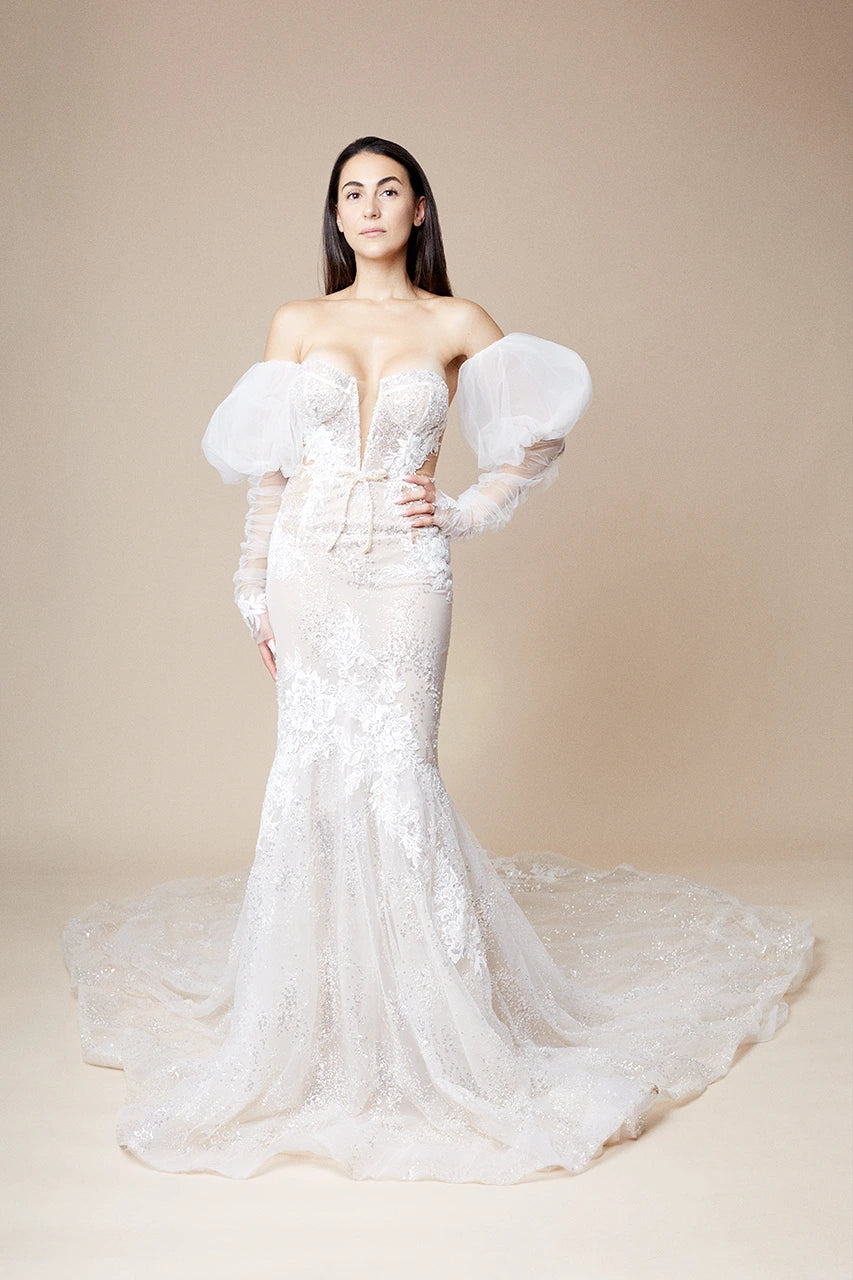 Berta Privee Style 22 103 with sleeves white lace wedding gown bridal
