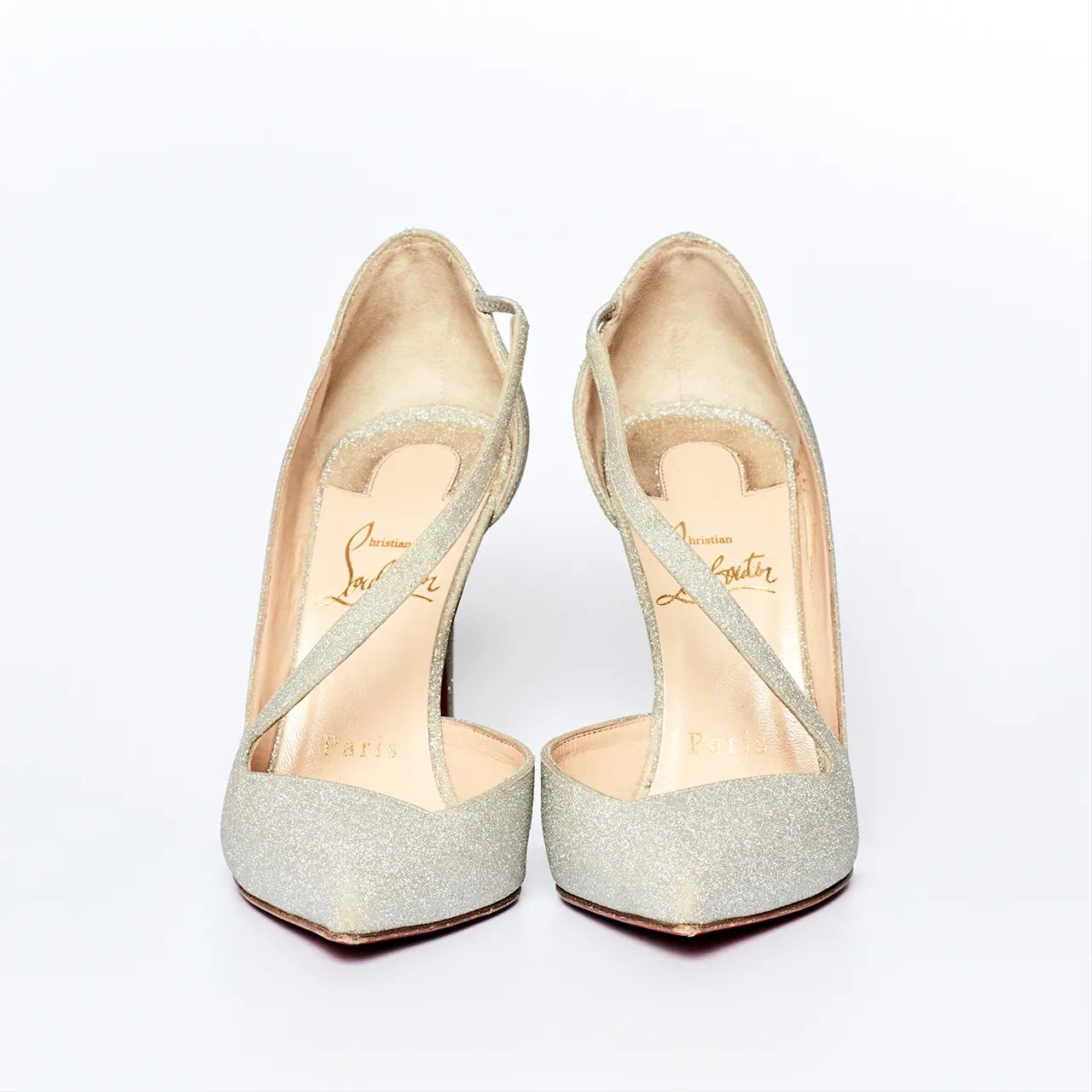 Christian Louboutin Silver Glitter Heels Engagement Hen Wedding Bride