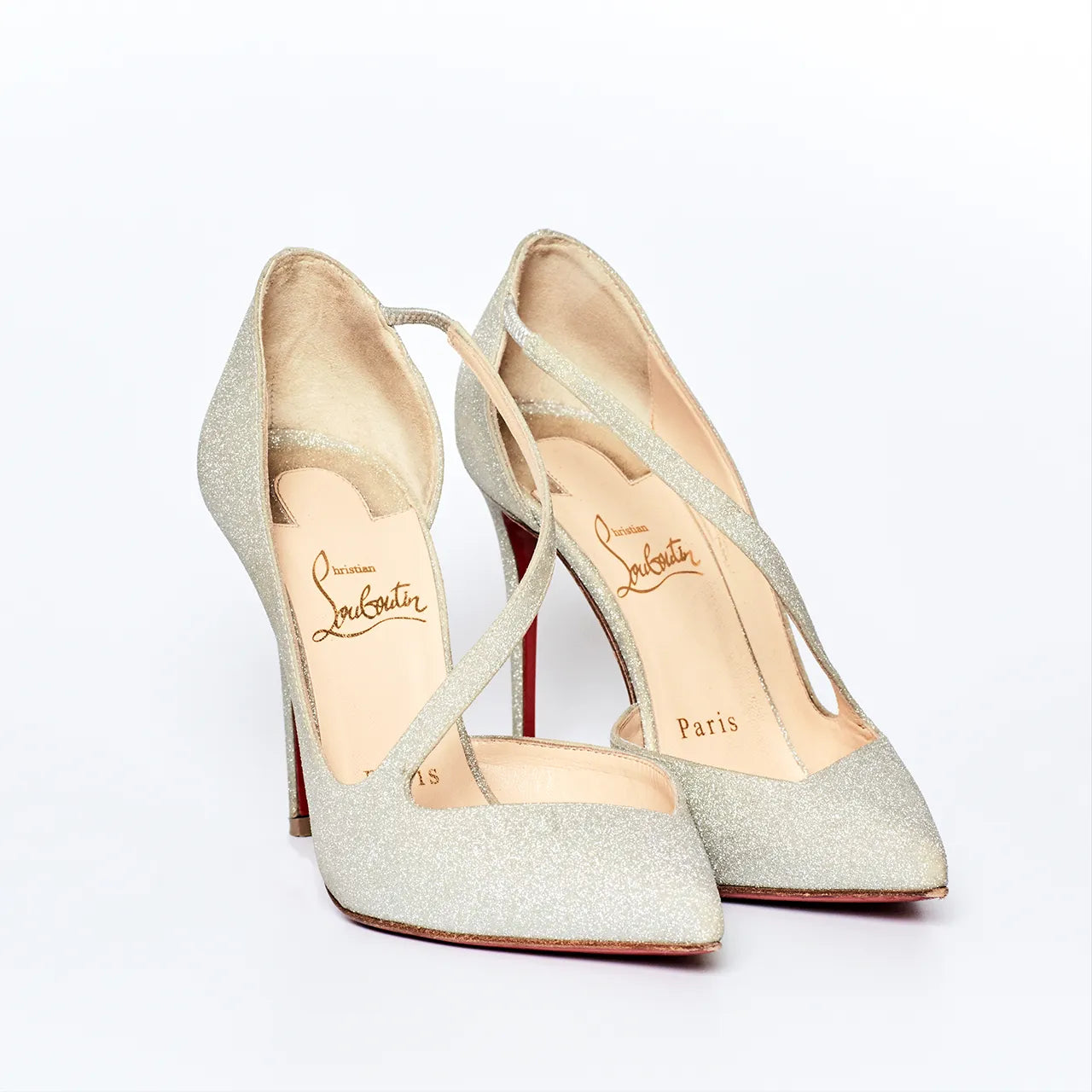 Christian Louboutin Silver Glitter Heels Engagement Hen Wedding Bride