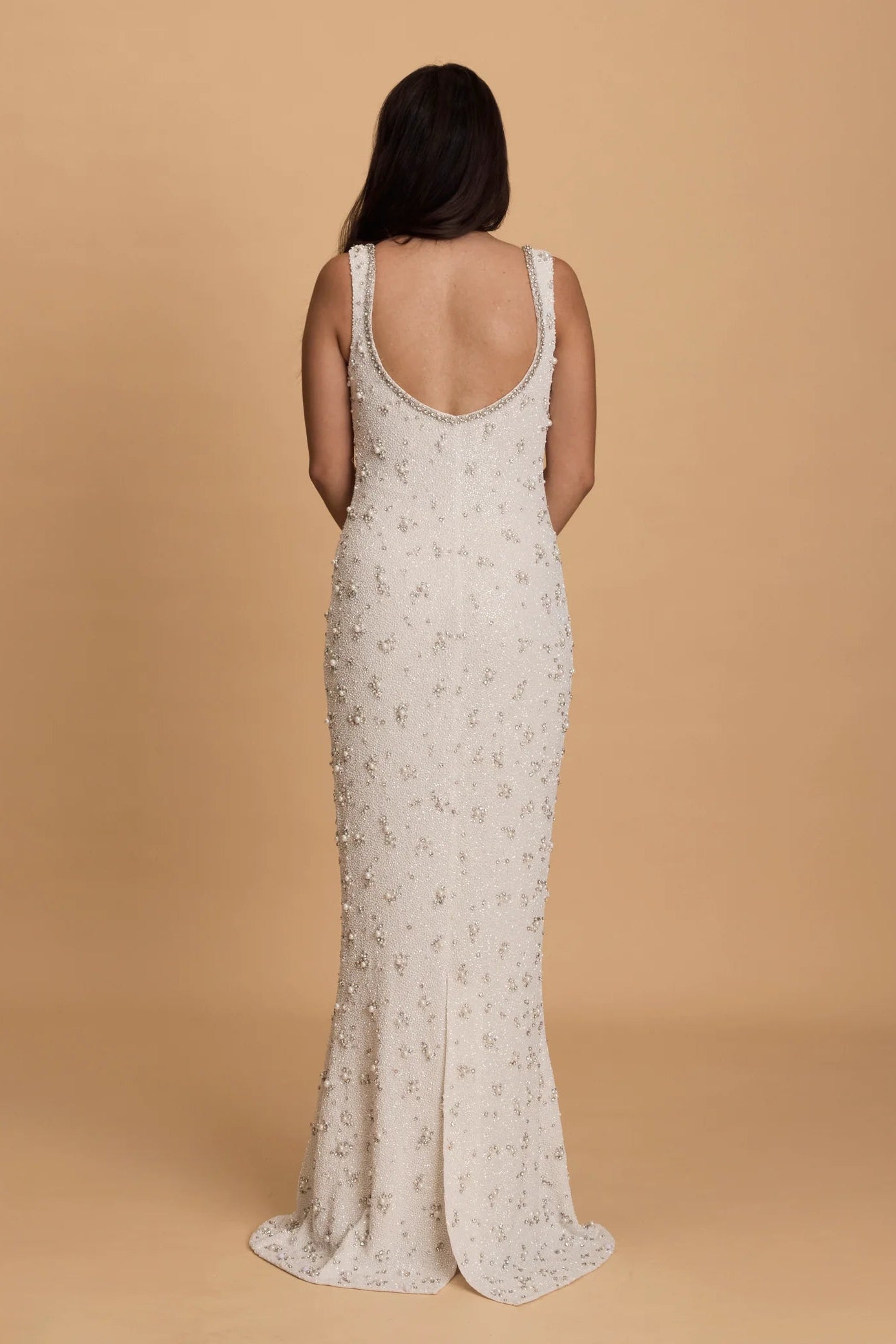 Clio Peppiatt Bridal Crystal long maxi, full-beaded white Dress, bridal, wedding, civil ceremony, engagement party