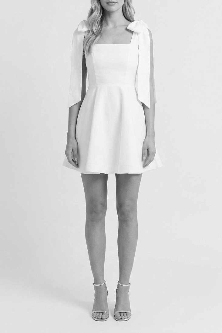 Diish Aisle Linen Bow Mini dress